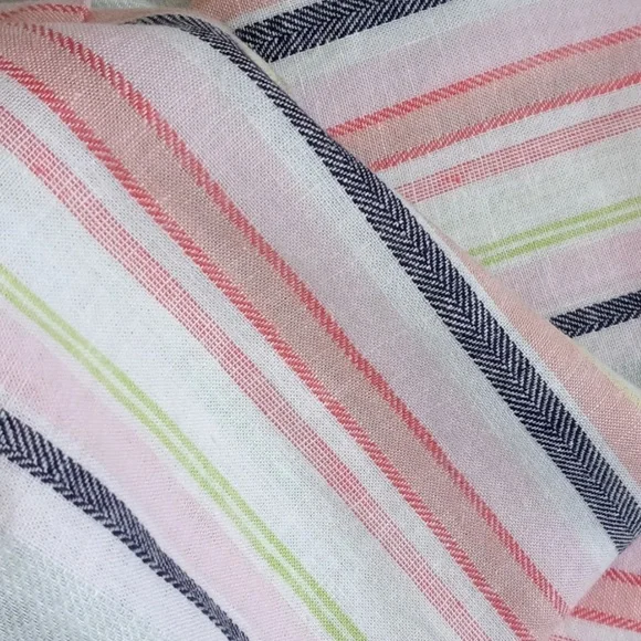 Zac & Rachel Women's Short Sleeve Pink Stripe Linen Rayon Blend V Neck Top S - Picture 9 of 12